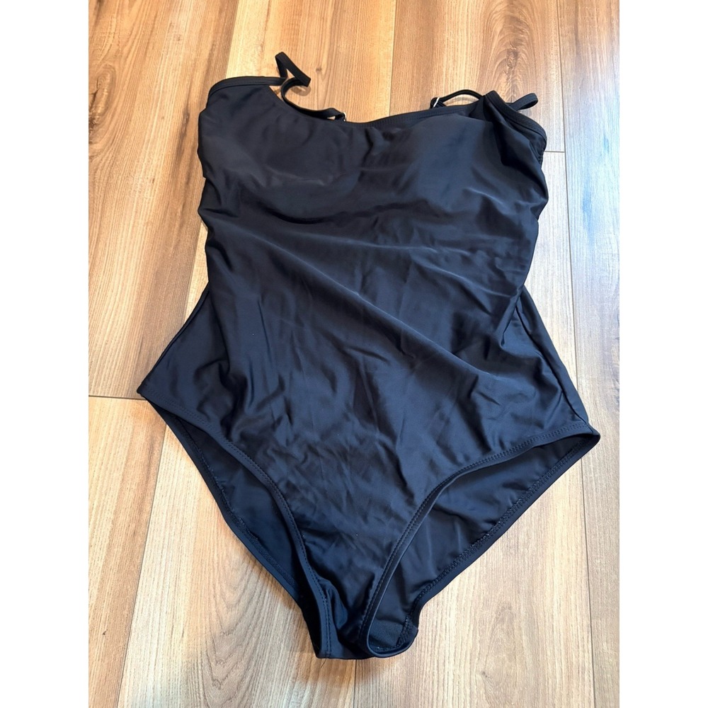 Catalina Swimsuit Women's Large 12-14 Basic Tank Black Padded Spaghetti Straps